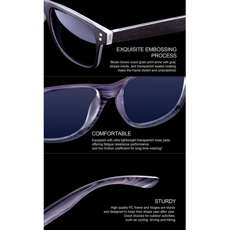 Classic Vintage Luxury Unisex Wood Grain Frame Polarized Sunglasses